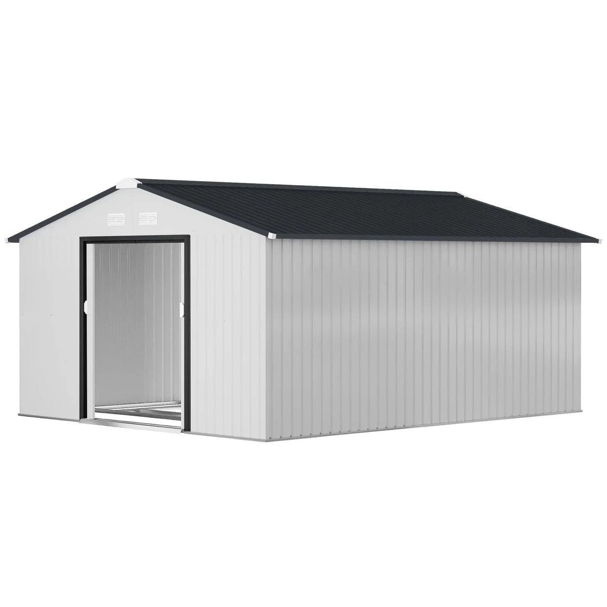 Outsunny Outdoor Storage Shed White 11’×13′ Galvanized Steel - Prioka