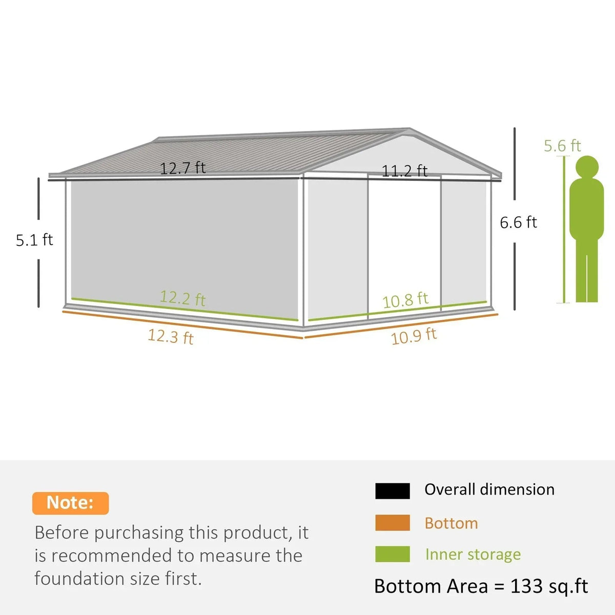 Outsunny Outdoor Storage Shed White 11’×13′ Galvanized Steel - Prioka