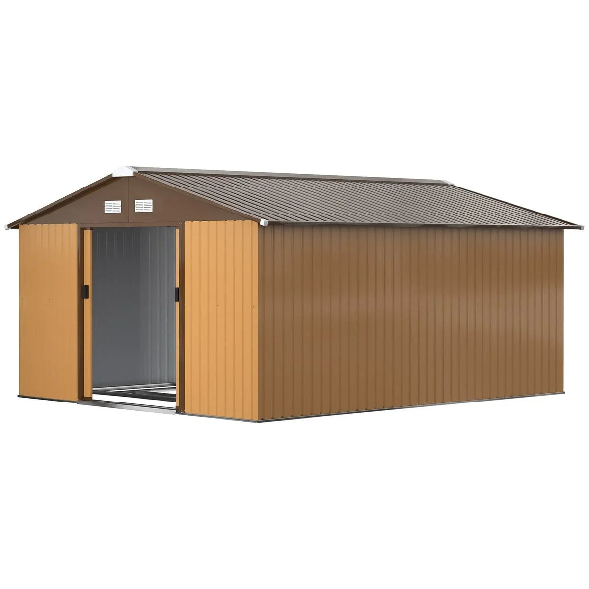 Outsunny Outdoor Storage Shed Yellow 11’×13′ Galvanized Steel - Prioka