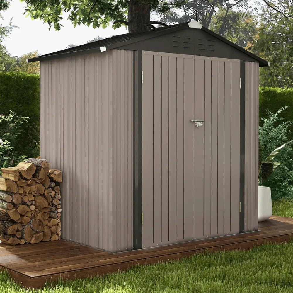Patiowell 10 ft. W x 12 ft. D Galvanized Steel Outdoor Storage Shed, 119 sq. ft. - Prioka