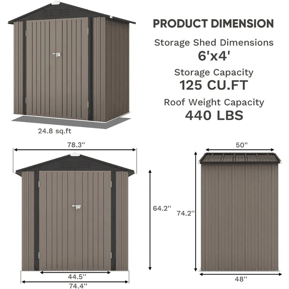 Patiowell 10 ft. W x 12 ft. D Galvanized Steel Outdoor Storage Shed, 119 sq. ft. - Prioka