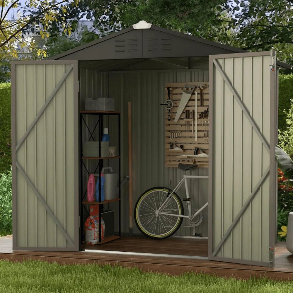 Patiowell 10 ft. W x 12 ft. D Galvanized Steel Outdoor Storage Shed, 119 sq. ft. - Prioka