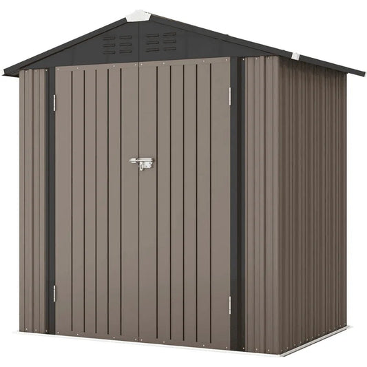 Patiowell 10 ft. W x 12 ft. D Galvanized Steel Outdoor Storage Shed, 119 sq. ft. - Prioka