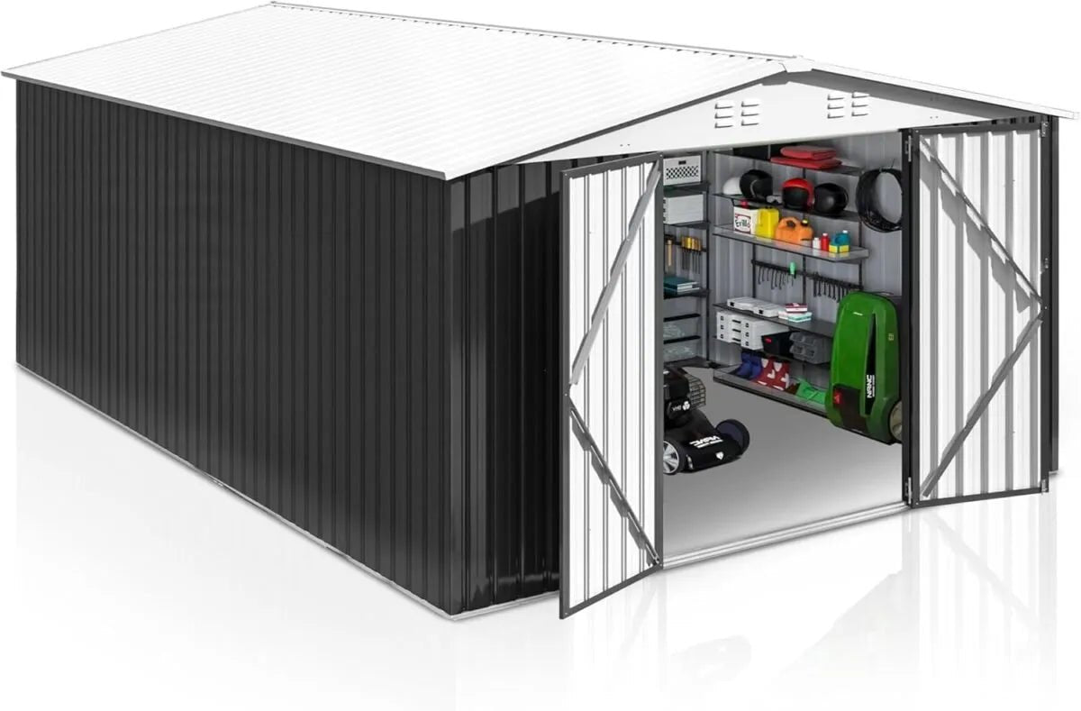 Patiowell 10 x 12 ft. Metal Outdoor Storage Shed, 119 sq. ft. - Prioka