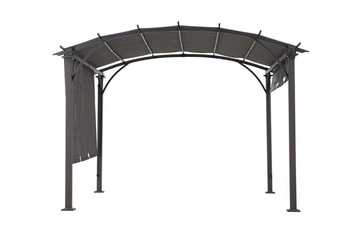 Pergola, Outdoor Steel Arched Pergola with Adjustable Canopy - Prioka