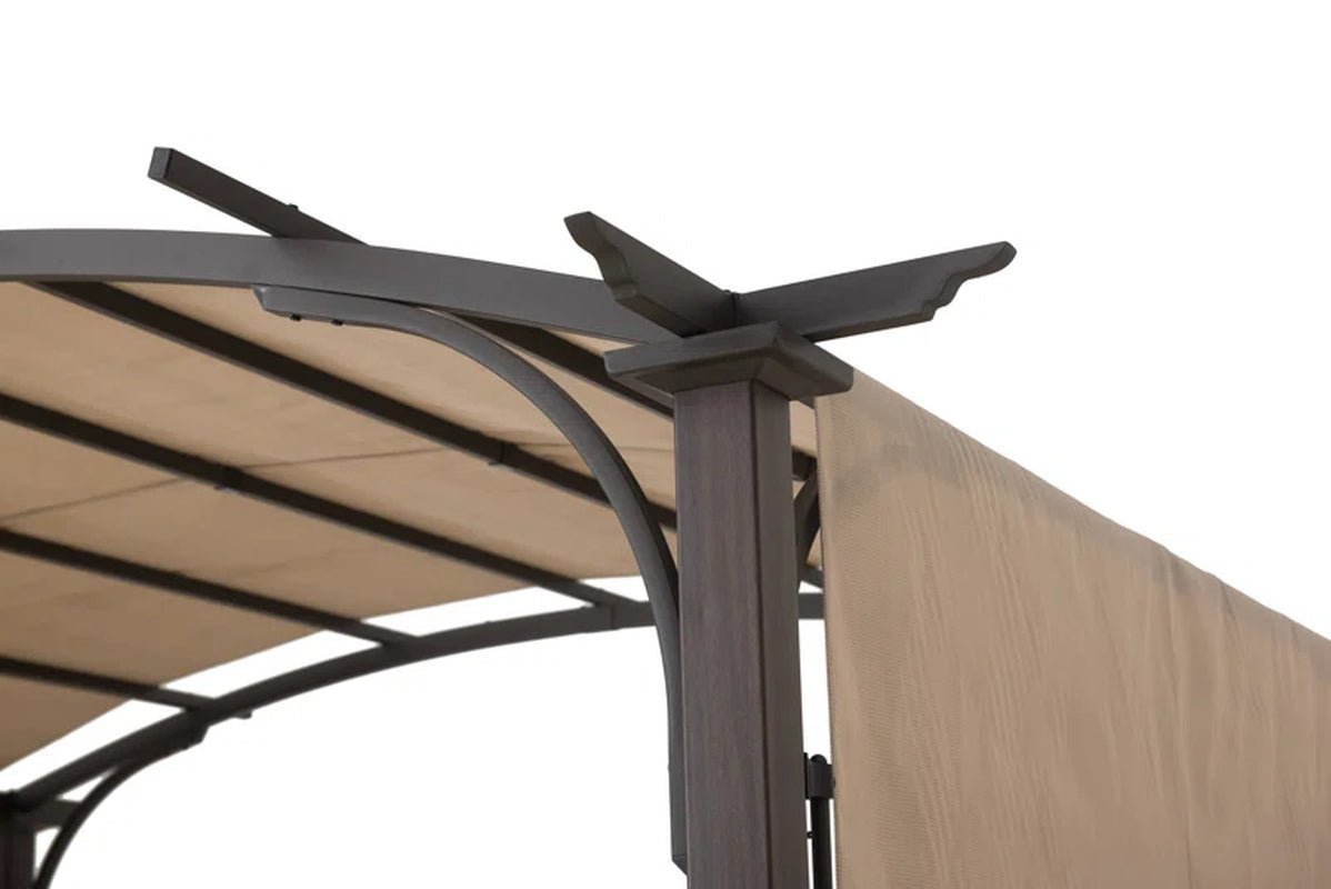 Pergola, Outdoor Steel Arched Pergola with Adjustable Canopy - Prioka