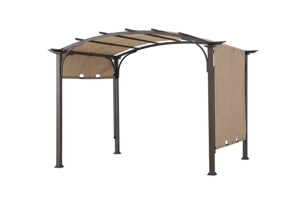 Pergola, Outdoor Steel Arched Pergola with Adjustable Canopy - Prioka