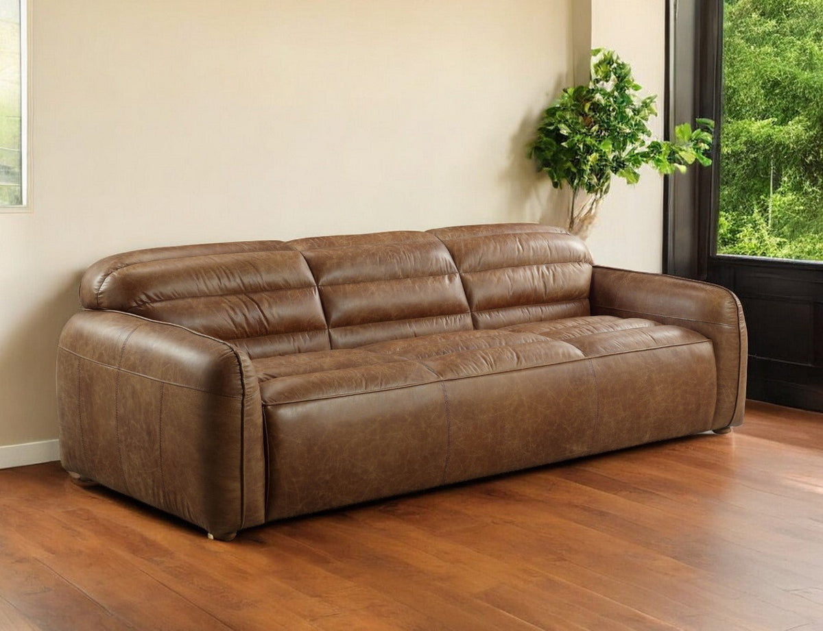 Phillips Leather Sofa – Dark Brown - Prioka