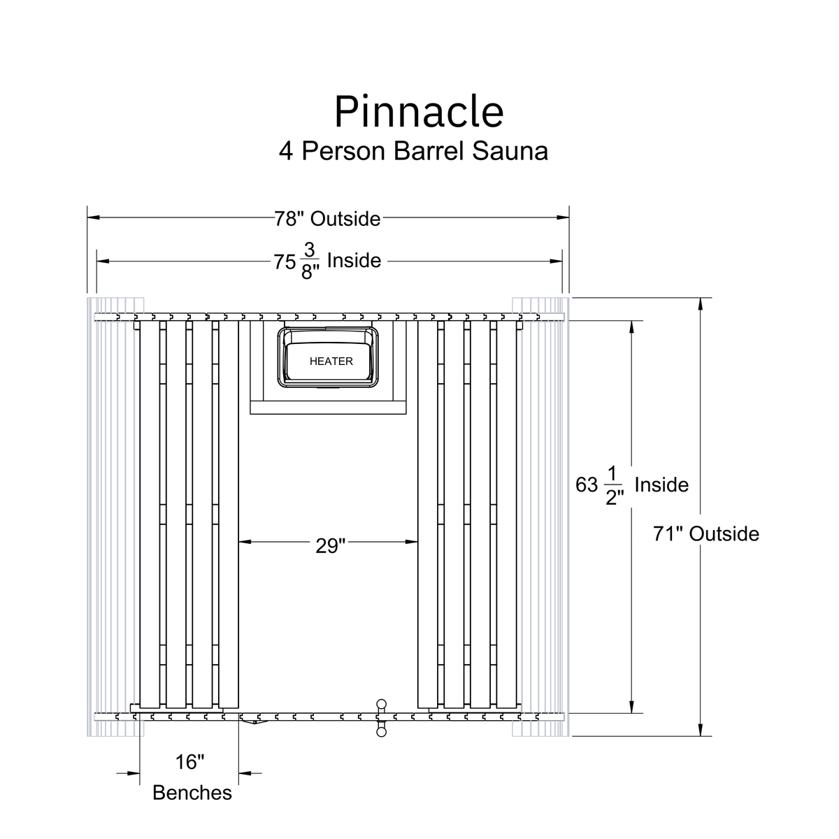 Pinnacle 4 Person Barrel Sauna - Prioka