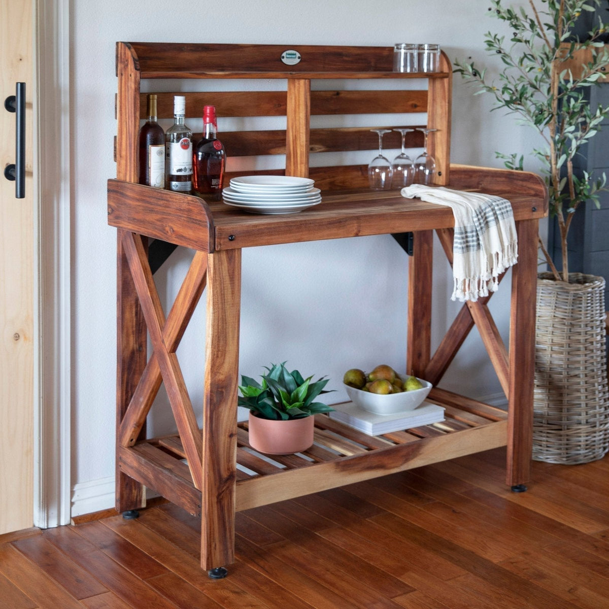 Potting Table/Bench/Serving Bar - Acacia Wood - Prioka