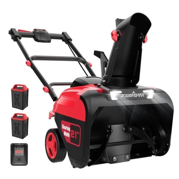 PowerSmart 80V 21″ Cordless Snow Blower with 2 Batteries and Chargers - Prioka