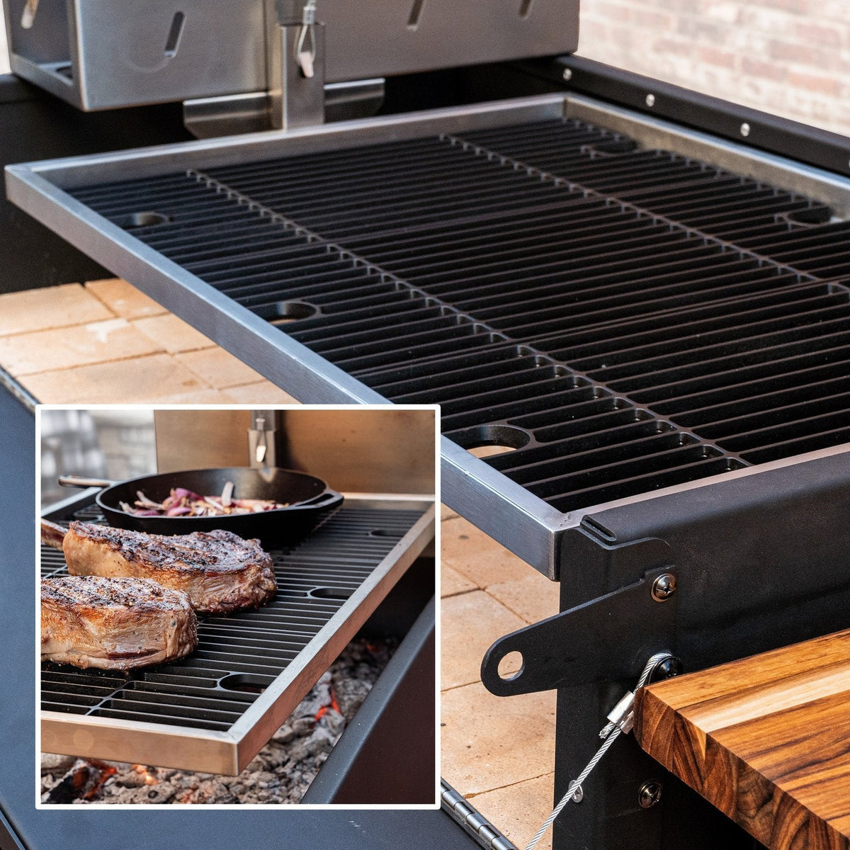 Premium Argentine/Santa Maria BBQ Grill with Wood Fire and Charcoal Grill - Prioka