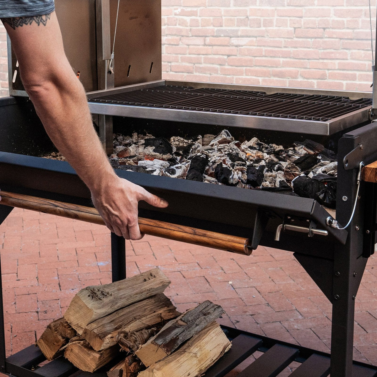 Premium Argentine/Santa Maria BBQ Grill with Wood Fire and Charcoal Grill - Prioka
