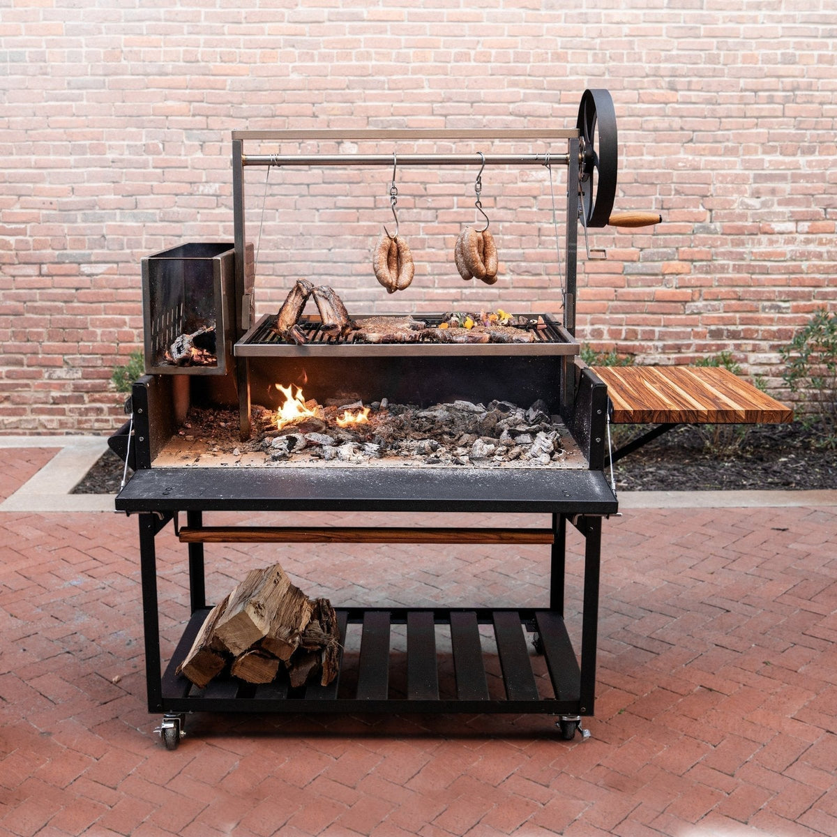 Premium Argentine/Santa Maria BBQ Grill with Wood Fire and Charcoal Grill - Prioka