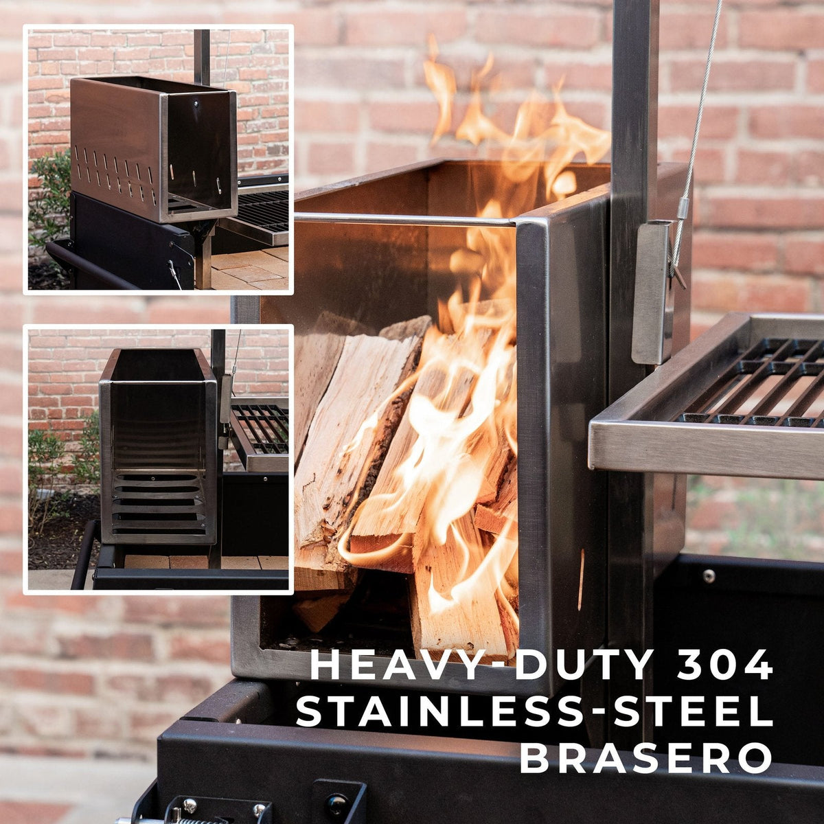 Premium Argentine/Santa Maria BBQ Grill with Wood Fire and Charcoal Grill - Prioka