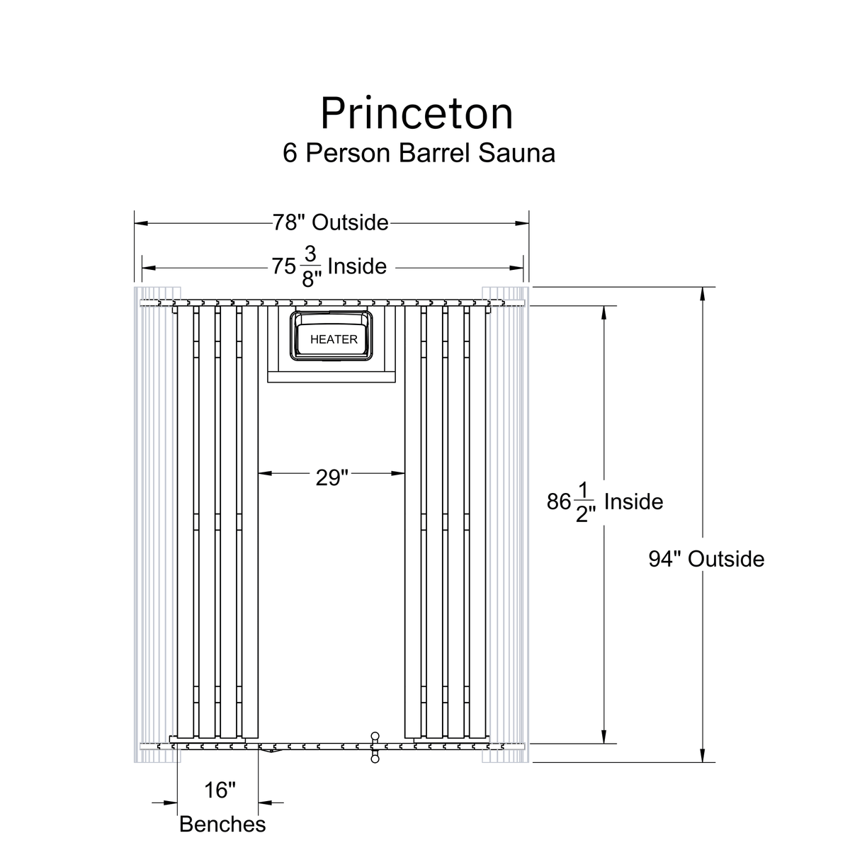 Princeton 6 Person Barrel Sauna - Prioka