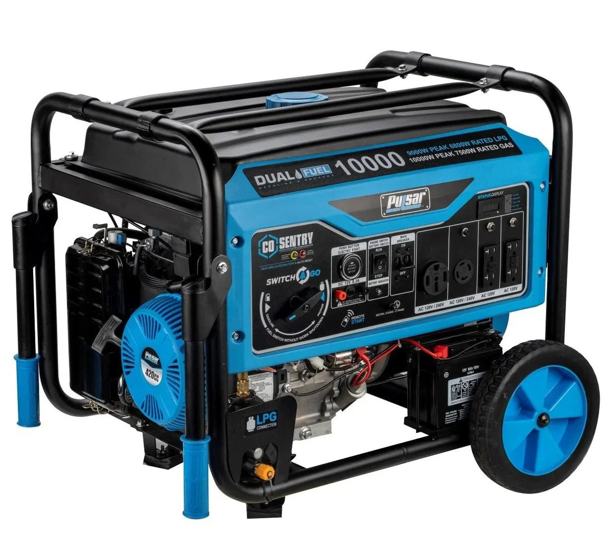 Pulsar 10,000 Watt Dual Fuels Portables Generator PG10000BRCO - Prioka