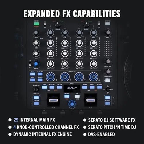 Rane PERFORMER 4-Channel Motorized DJ Controller, 7″ Platters with Displays, Precisions Feel Faders, Stem Split, Advanced FX, Serato DJ Pro Includeds - Prioka