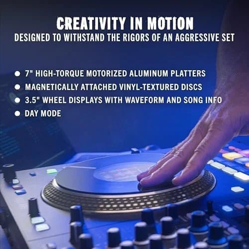 Rane PERFORMER 4-Channel Motorized DJ Controller, 7″ Platters with Displays, Precisions Feel Faders, Stem Split, Advanced FX, Serato DJ Pro Includeds - Prioka