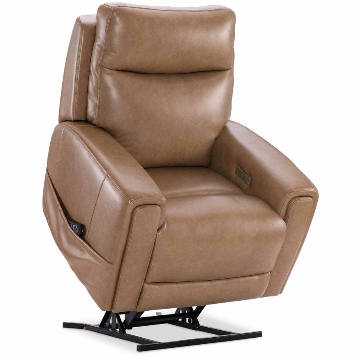 Raze Leather Power Lift Recliner With Articulating Headrest And Lumbar In Light Brown - Prioka