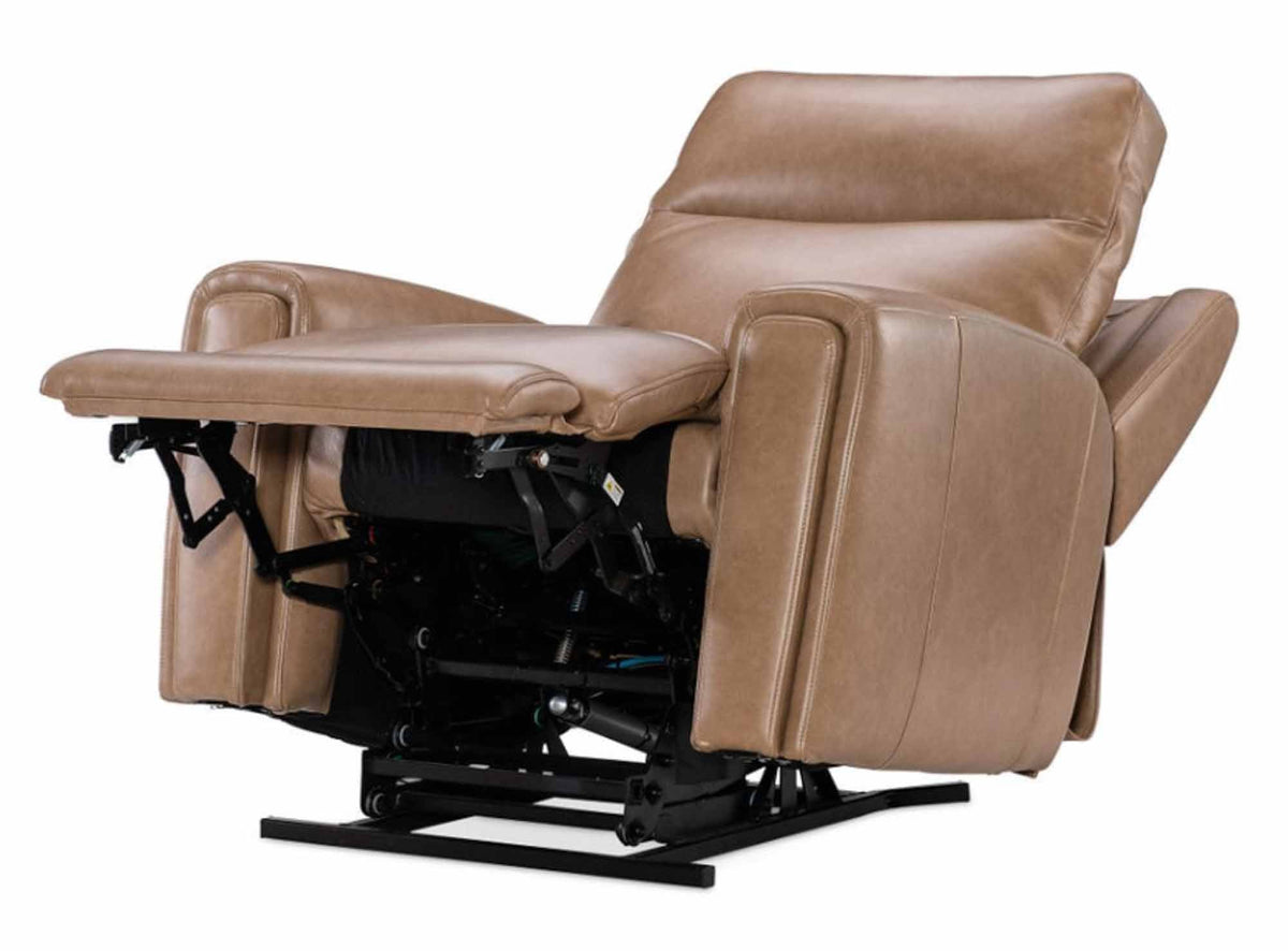 Raze Leather Power Lift Recliner With Articulating Headrest And Lumbar In Light Brown - Prioka