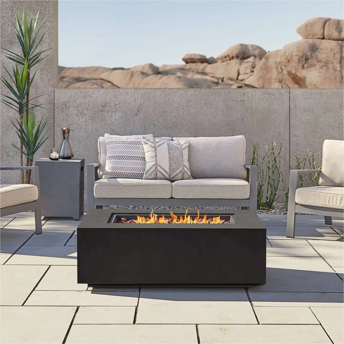 Real Flame Aegean 42″ Rectangle Propane Gas Outdoors Fire Tables - Prioka
