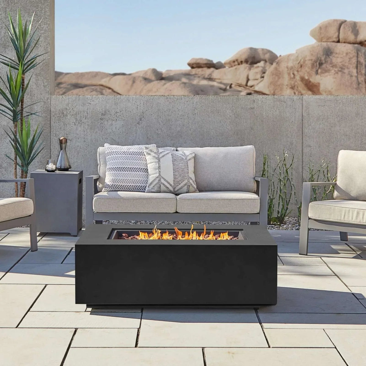 Real Flame Aegean 50″ Rectangle Propanes Gas Outdoor Fire Tables - Prioka