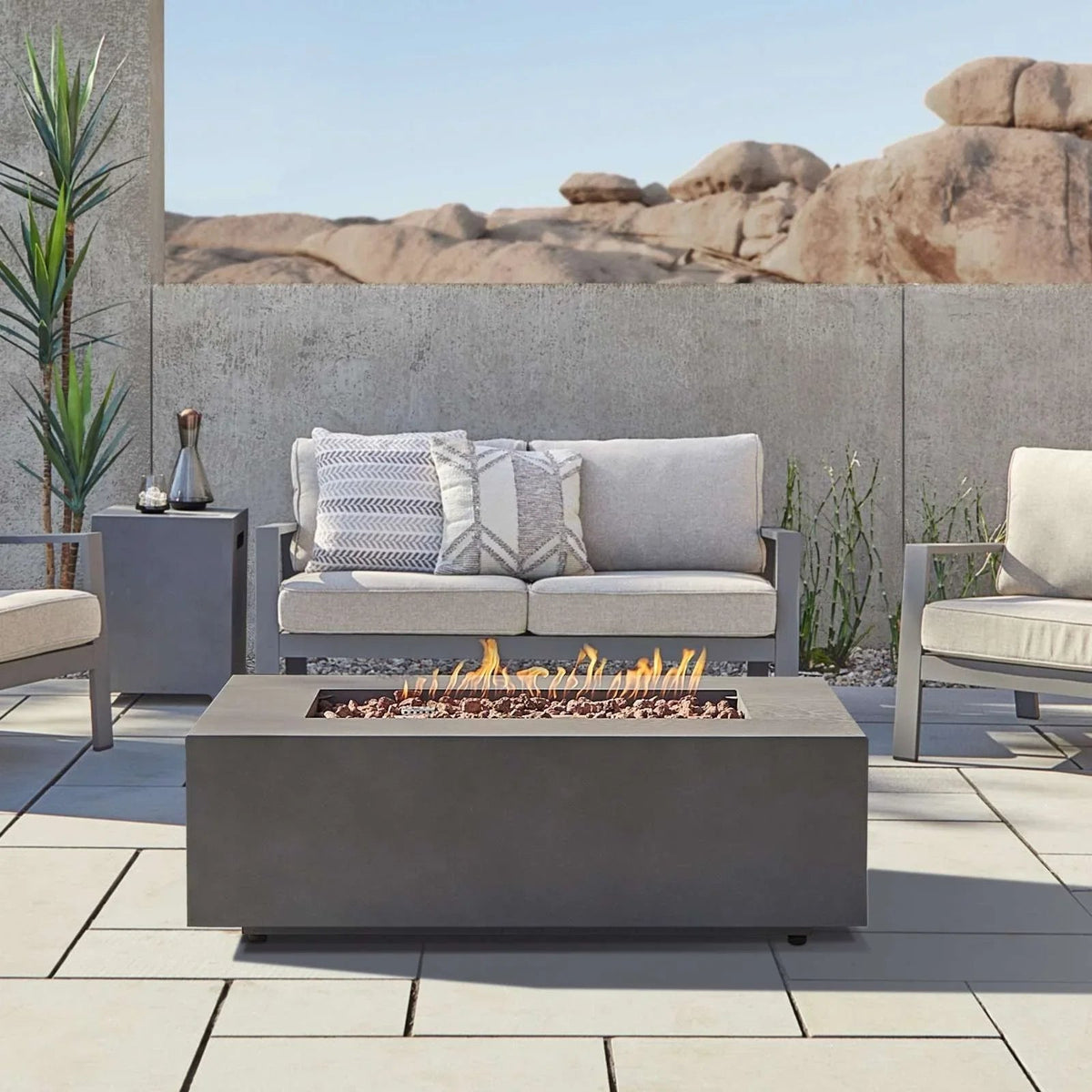 Real Flame Aegean 50″ Rectangle Propanes Gas Outdoor Fire Tables - Prioka