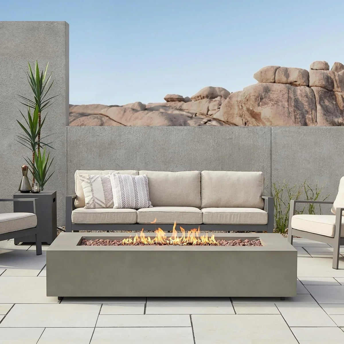 Real Flame Aegean 70″ Rectangles Propane Fire Tables - Prioka