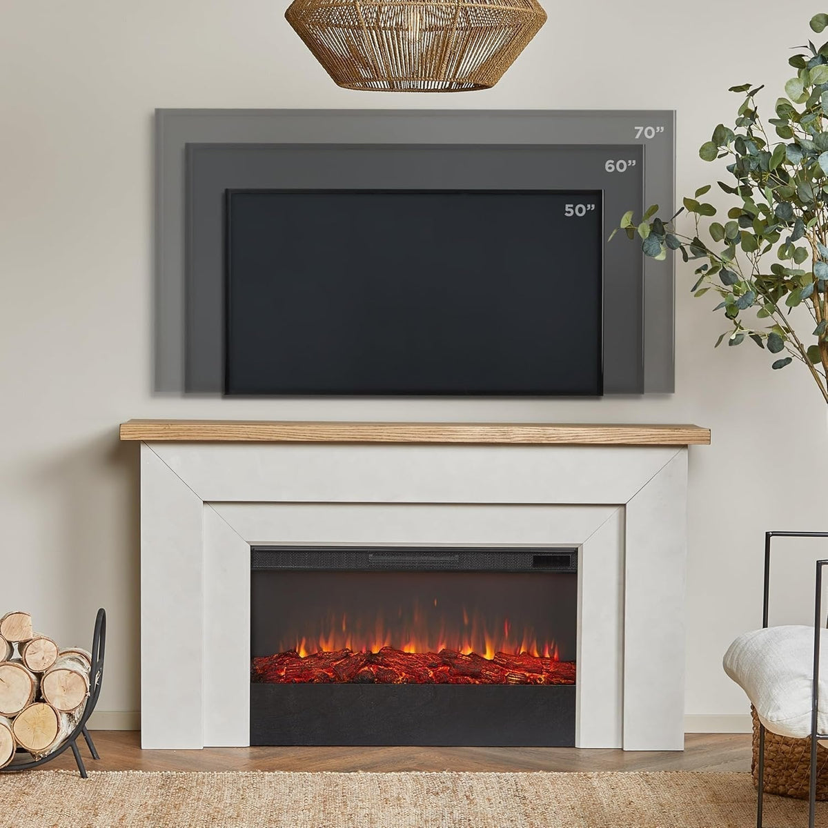 Real Flame Malie 68″ Electric Fireplace with Mantel & Remote Control - Prioka