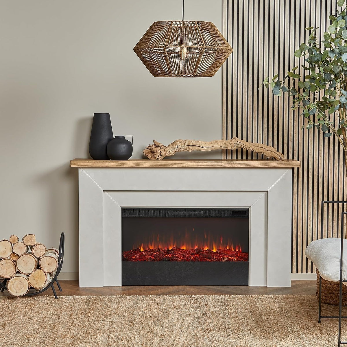 Real Flame Malie 68″ Electric Fireplace with Mantel & Remote Control - Prioka