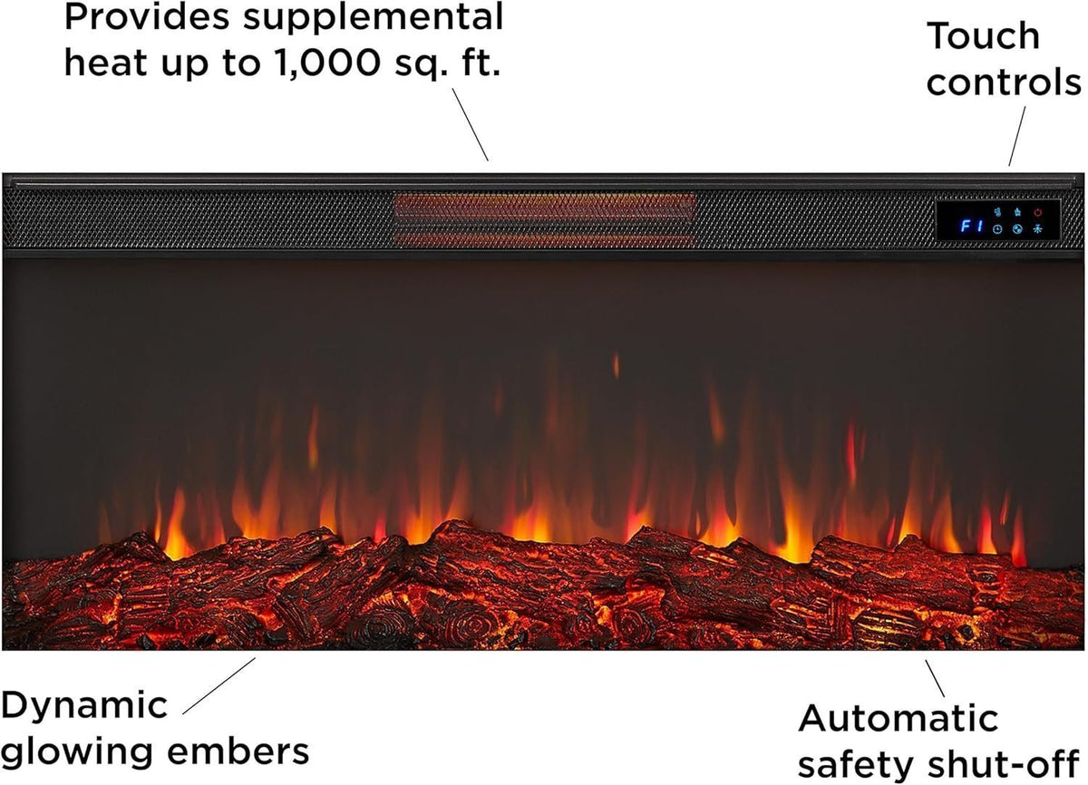 Real Flame Malie 68″ Electric Fireplace with Mantel & Remote Control - Prioka