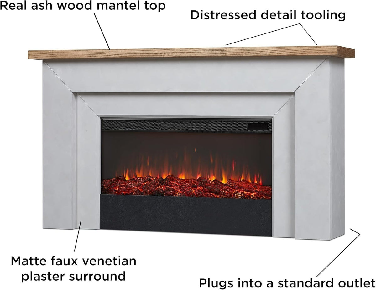 Real Flame Malie 68″ Electric Fireplace with Mantel & Remote Control - Prioka