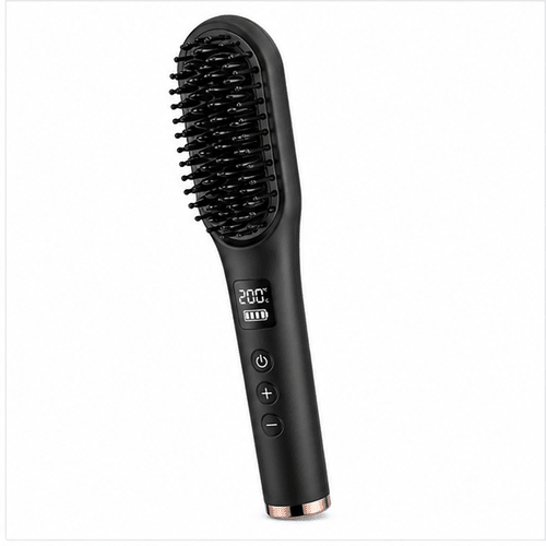 Rechargeable Hair Straightening Brush 160–200°C Digital Temperature Control Portable - Prioka