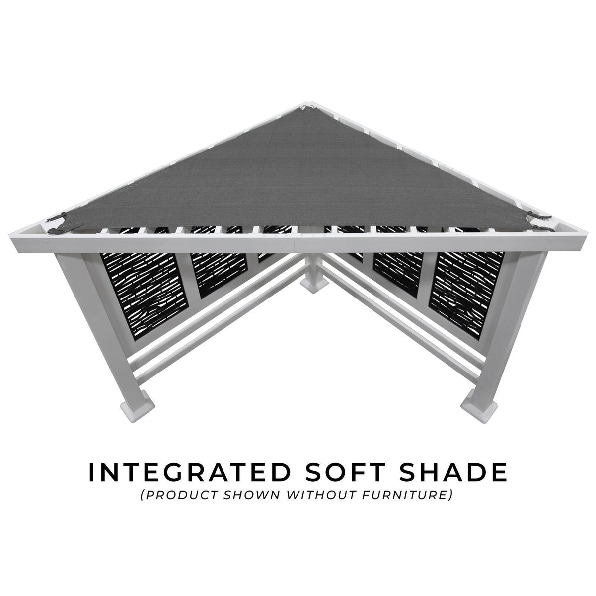 Ridgedale Modern Steel Cabana Pergola with Conversational Seating - Prioka
