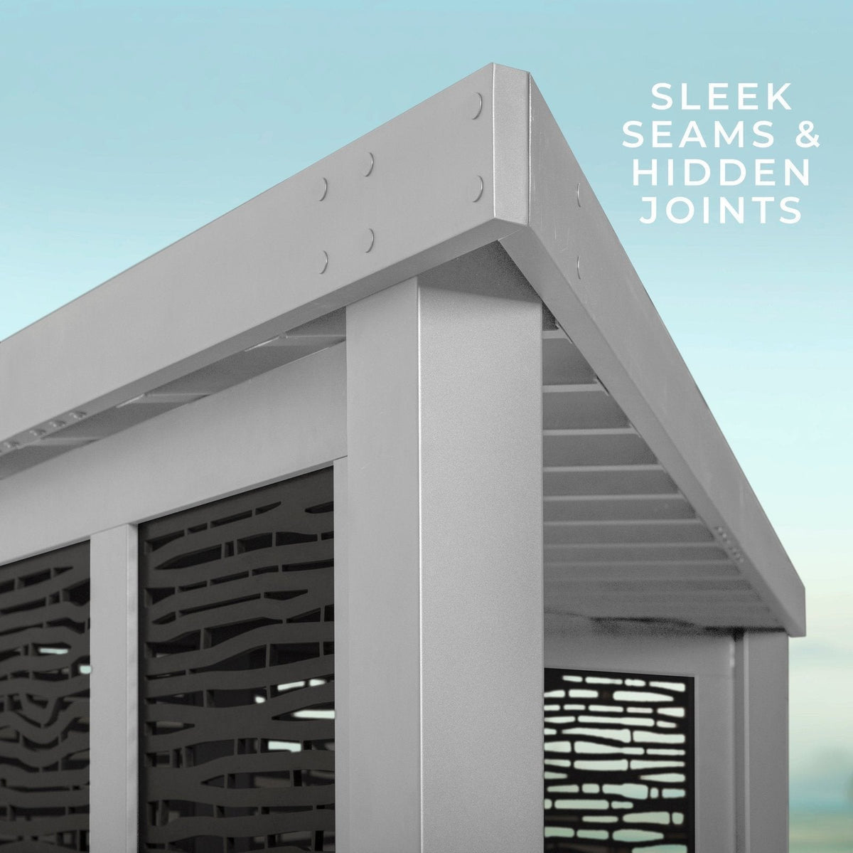 Ridgedale Modern Steel Cabana Pergola with Conversational Seating - Prioka