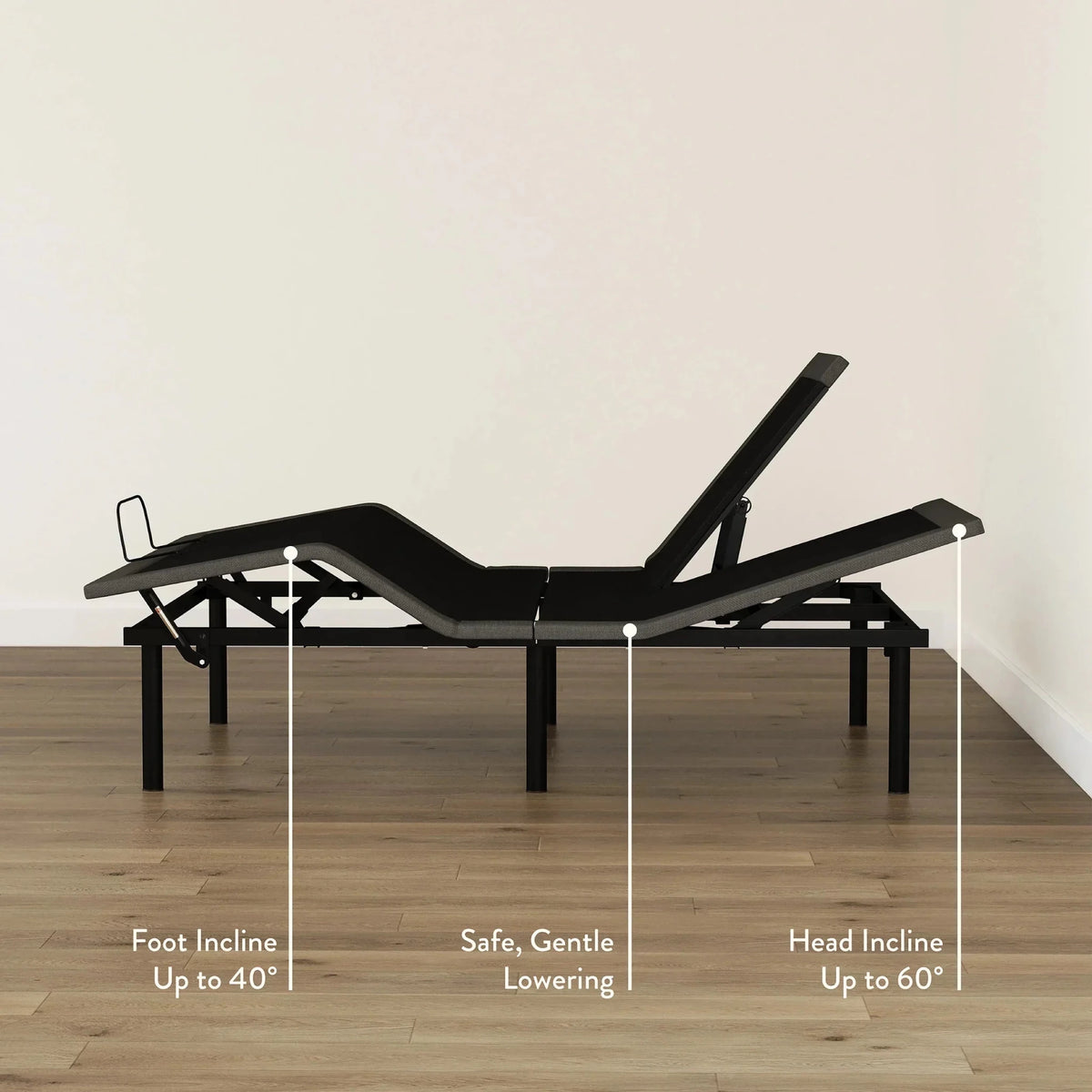Rize Split Head Adjustable Bed Base - Dual Foot Positioning - 850 lb Capacity. - Prioka