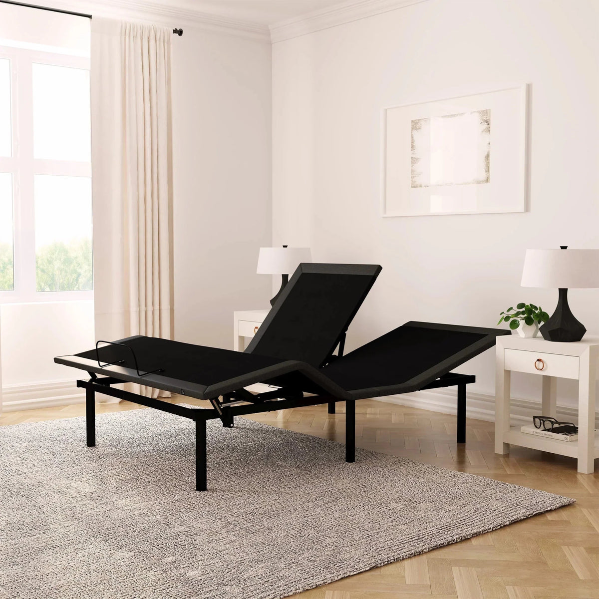 Rize Split Head Adjustable Bed Base - Dual Foot Positioning - 850 lb Capacity. - Prioka
