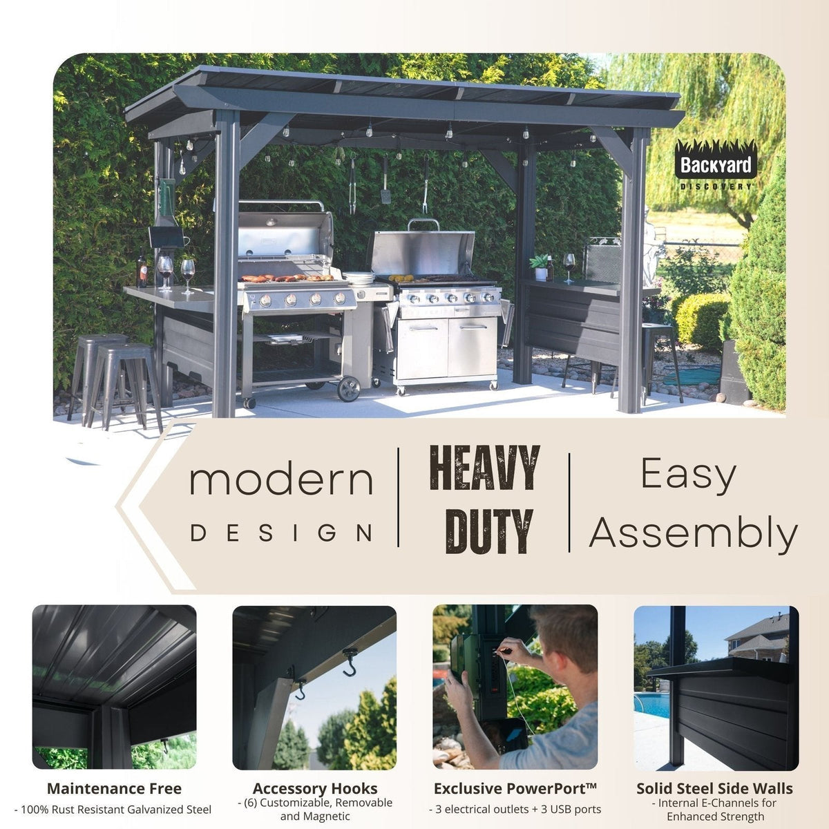 Rockport XL Steel Grill Gazebo - Prioka
