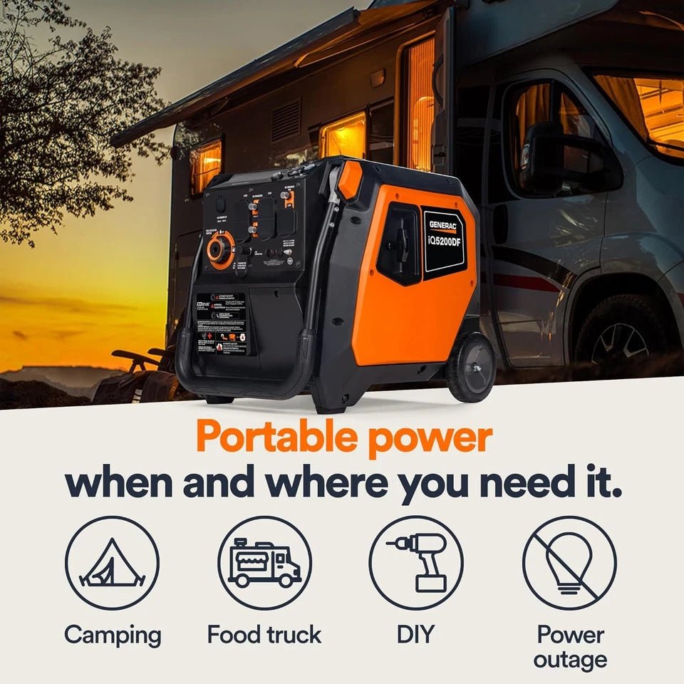Generac iQ5200 DF 3900 Watt Electric Start Dual Fuel Inverter Generator