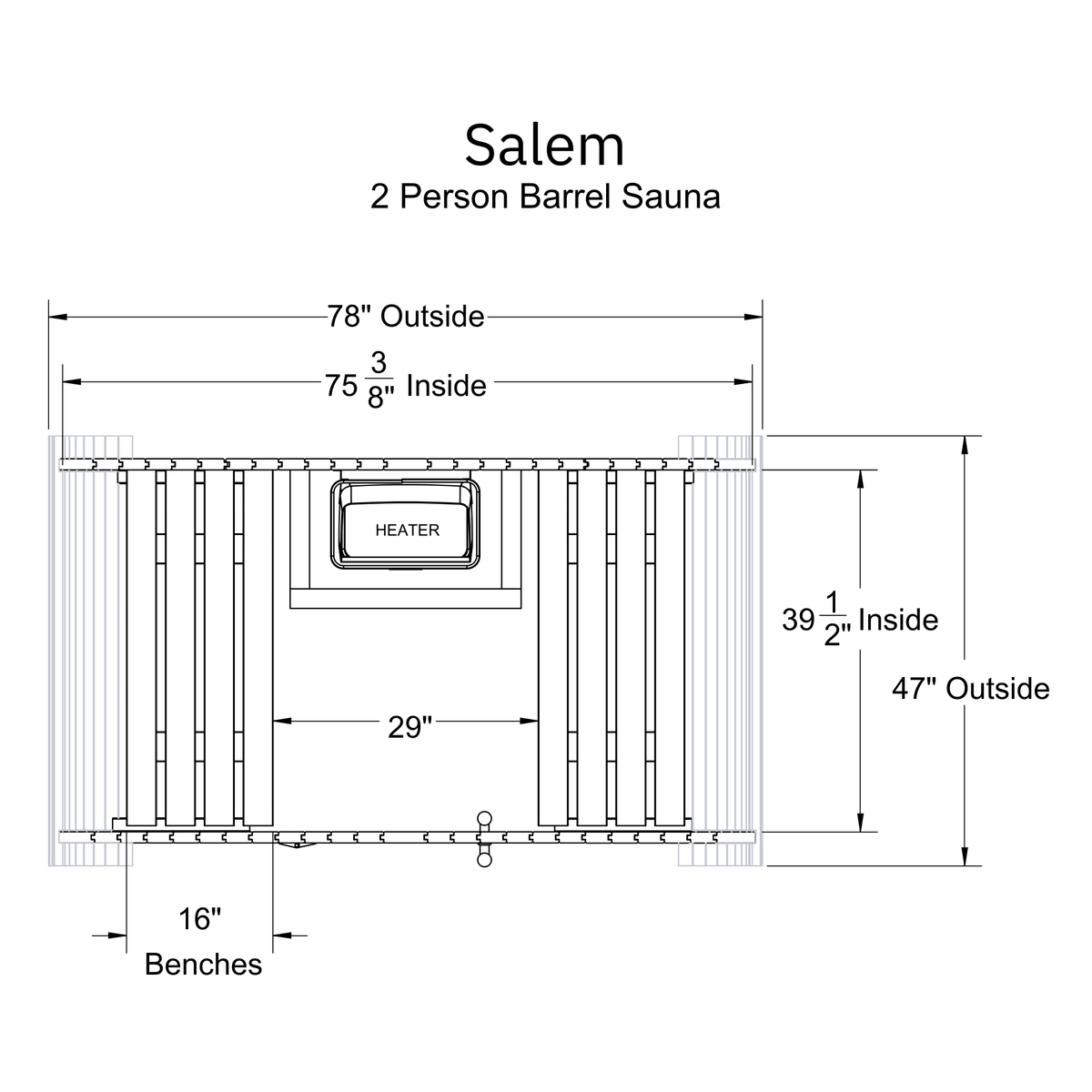 Salem 2 Person Barrel Sauna Kit - Prioka