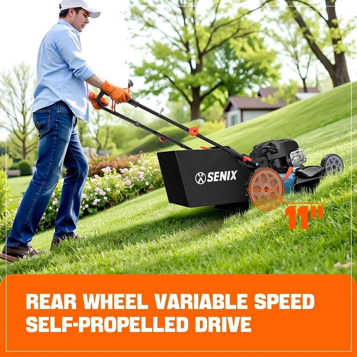 SENIX LSSG-H2 22-Inch Self-Propelled Gas Lawn Mower with 163cc 4-Cycle Briggs & Stratton Engine - Prioka
