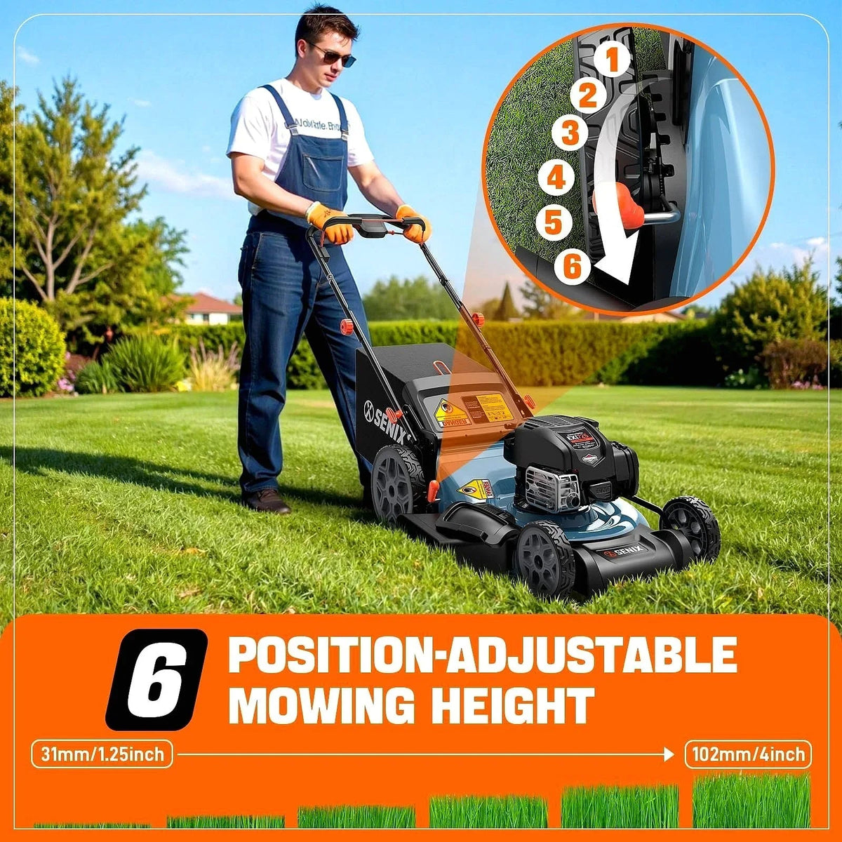 SENIX LSSG-H2 22-Inch Self-Propelled Gas Lawn Mower with 163cc 4-Cycle Briggs & Stratton Engine - Prioka