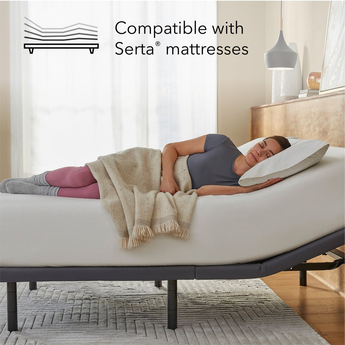 Serta baselogic™ Gold Head and Foot Adjustable Base with Massage & USB - Prioka