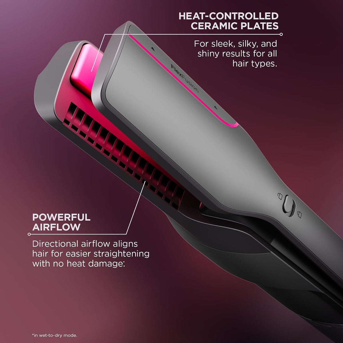 Shark FlexFusion HD651S Ceramic Air Styler & Hair Straightener – Metallic Mist - Prioka