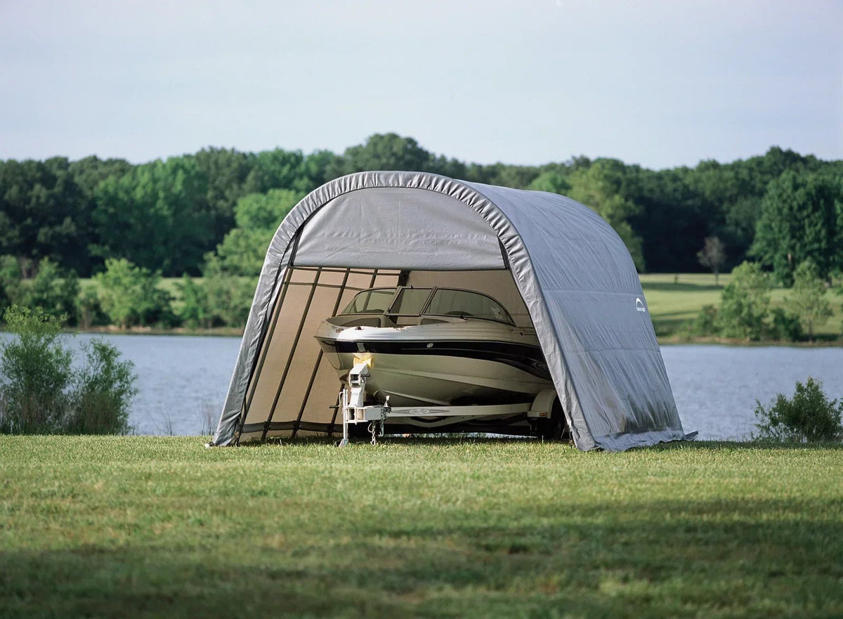 ShelterCoat Custom Round Wind and Snow Rated Shelter, 12 ft. x 20 ft. x 8 ft. Standard PE 9 oz. Grays - Prioka