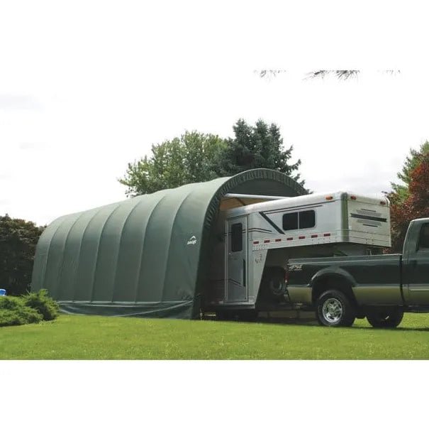 ShelterLogic 15 x 28 x 12 ft. Round Top Portable Garage Shelter, Gray - Prioka