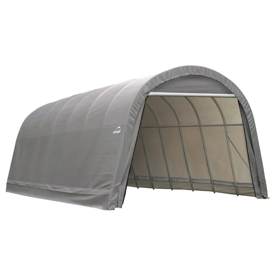 ShelterLogic 15 x 28 x 12 ft. Round Top Portable Garage Shelter, Gray - Prioka