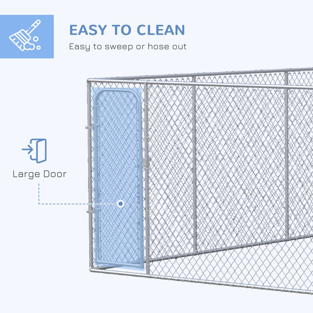 Silver Outdoor Dog Kennel Galvanized Chain Link Fence Heavy Duty Pet Run House Chicken Coop with Secure Lock Mesh Sidewalls for Backyard, Silver - Prioka