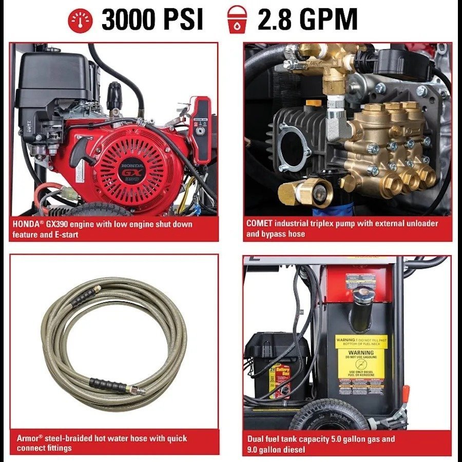 Simpson BB65106 Big Brute Professional 4000 PSI (Gas-Hot Water) Pressure Washer – UK Fast Gas - Prioka
